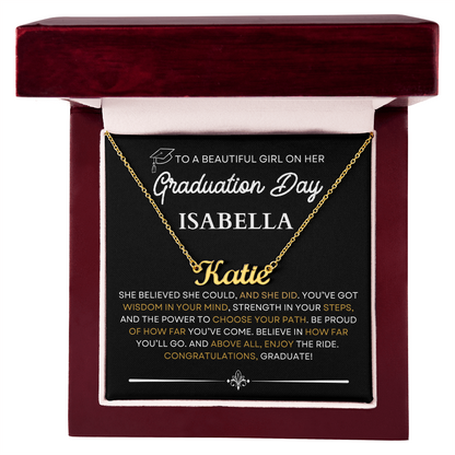 Personalized Graduation Name Necklace with Inspirational Message Card – Custom Gift for Her