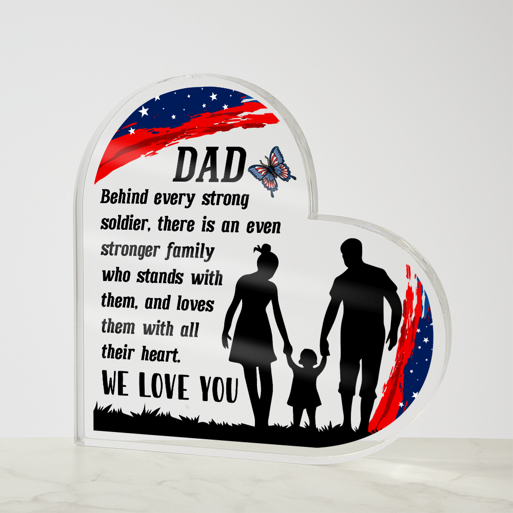 Patriotic Heart Acrylic Gift for Dad – Military Father’s Day Keepsake from Kids