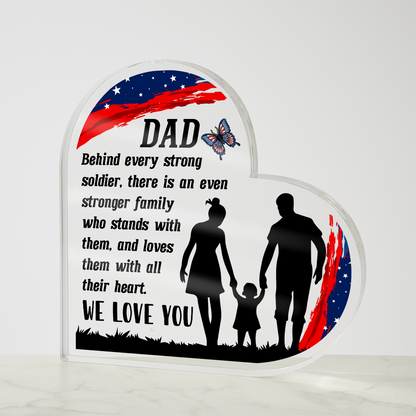 Patriotic Heart Acrylic Gift for Dad – Military Father’s Day Keepsake from Kids