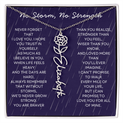 Custom Birth Flower Name Necklace with Message Card – Personalized Gift for Her
