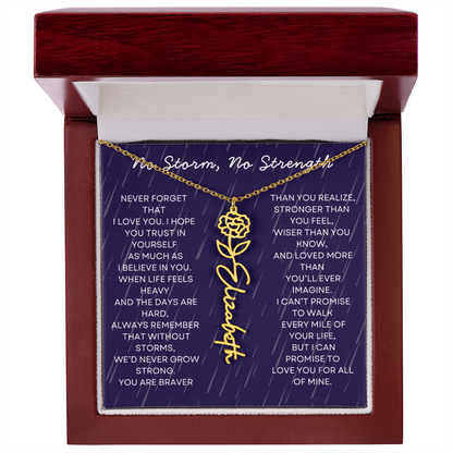 Custom Birth Flower Name Necklace with Message Card – Personalized Gift for Her