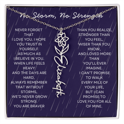 Custom Birth Flower Name Necklace with Message Card – Personalized Gift for Her