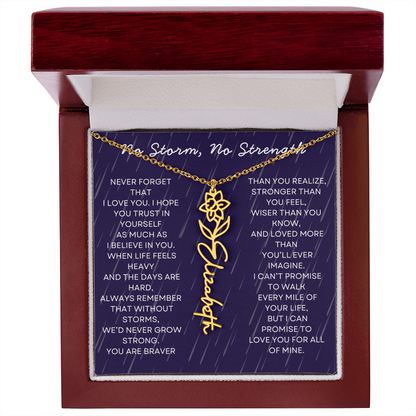 Custom Birth Flower Name Necklace with Message Card – Personalized Gift for Her