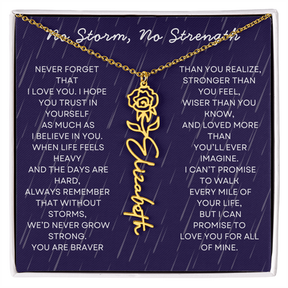 Custom Birth Flower Name Necklace with Message Card – Personalized Gift for Her