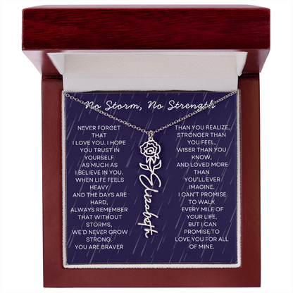 Custom Birth Flower Name Necklace with Message Card – Personalized Gift for Her