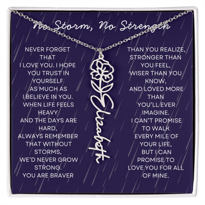 Custom Birth Flower Name Necklace with Message Card – Personalized Gift for Her