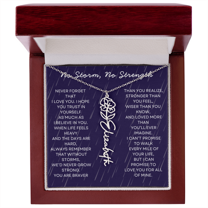 Custom Birth Flower Name Necklace with Message Card – Personalized Gift for Her