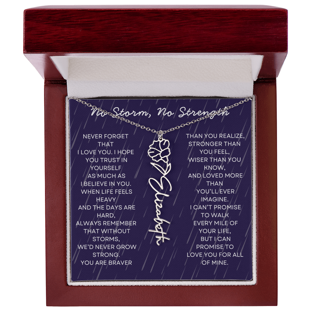Custom Birth Flower Name Necklace with Message Card – Personalized Gift for Her