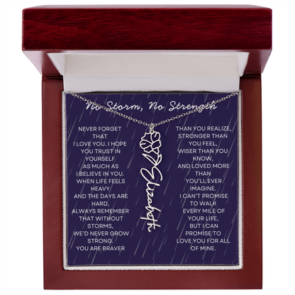 Custom Birth Flower Name Necklace with Message Card – Personalized Gift for Her