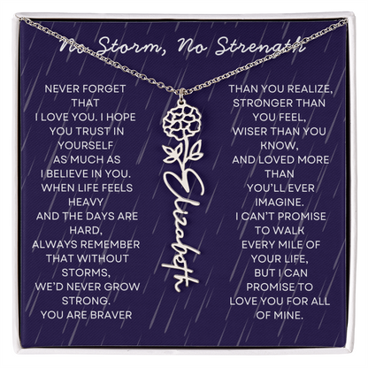 Custom Birth Flower Name Necklace with Message Card – Personalized Gift for Her