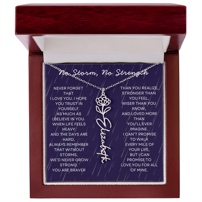 Custom Birth Flower Name Necklace with Message Card – Personalized Gift for Her