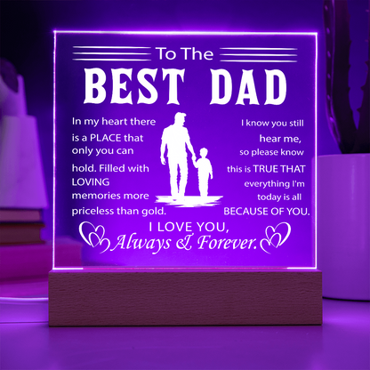 To My Father - Best Dad Ever Acrylic Plaque with Color-Changing LED Base