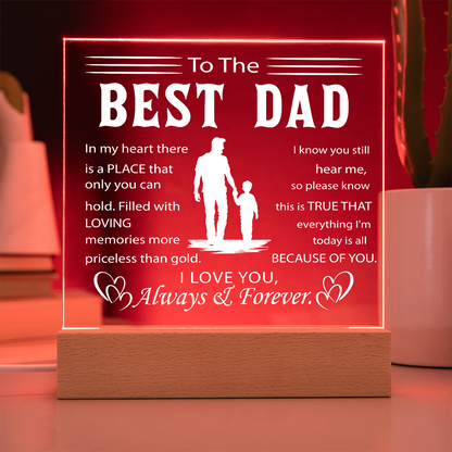 To My Father - Best Dad Ever Acrylic Plaque with Color-Changing LED Base