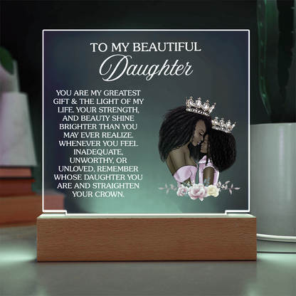 Crown Up, Queen – Daughter Acrylic Nightlight Gift from Mom