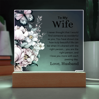 To My Wife – Color-Changing Acrylic Plaque from Husband"