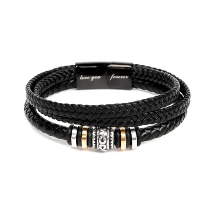 To My Grandson - Men's "Love You Forever" Leather Bracelet Gift