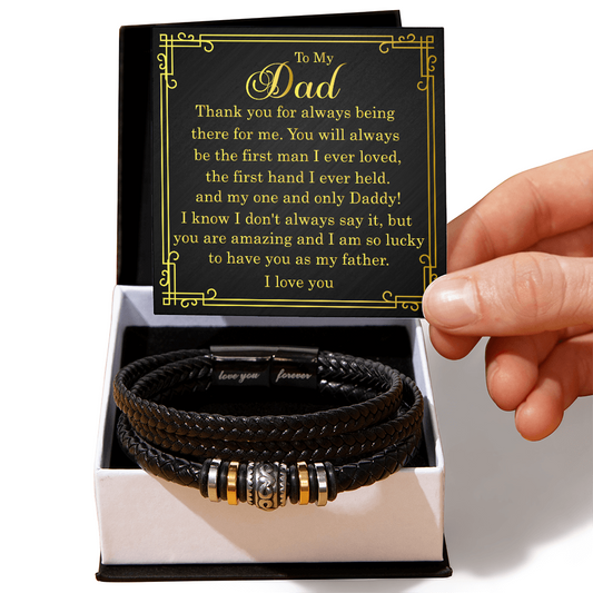 Love You Forever” Men's Leather Bracelet – Sentimental Gift for Dad