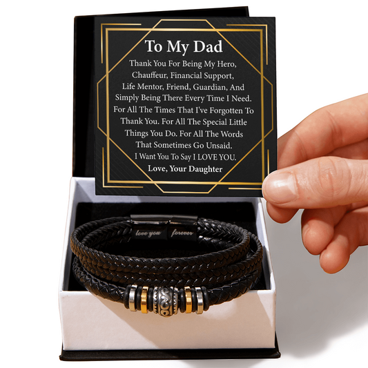 Love You Forever Bracelet for Dad – From Daughter | Sentimental Men's Keepsake Gift