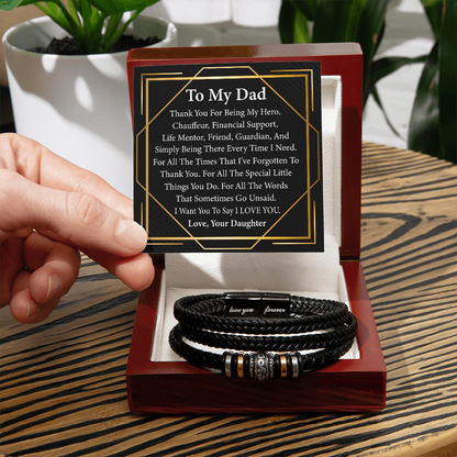 Love You Forever Bracelet for Dad – From Daughter | Sentimental Men's Keepsake Gift