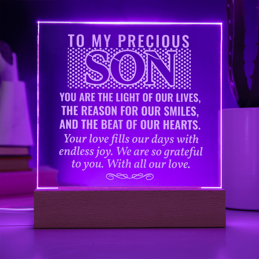 To My Son – Engraved LED Acrylic Plaque Keepsake Gift