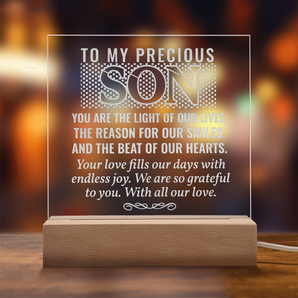 To My Son – Engraved LED Acrylic Plaque Keepsake Gift