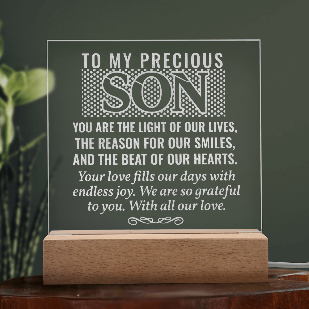 To My Son – Engraved LED Acrylic Plaque Keepsake Gift