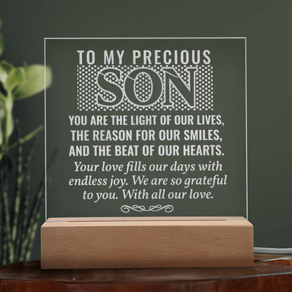 To My Son – Engraved LED Acrylic Plaque Keepsake Gift