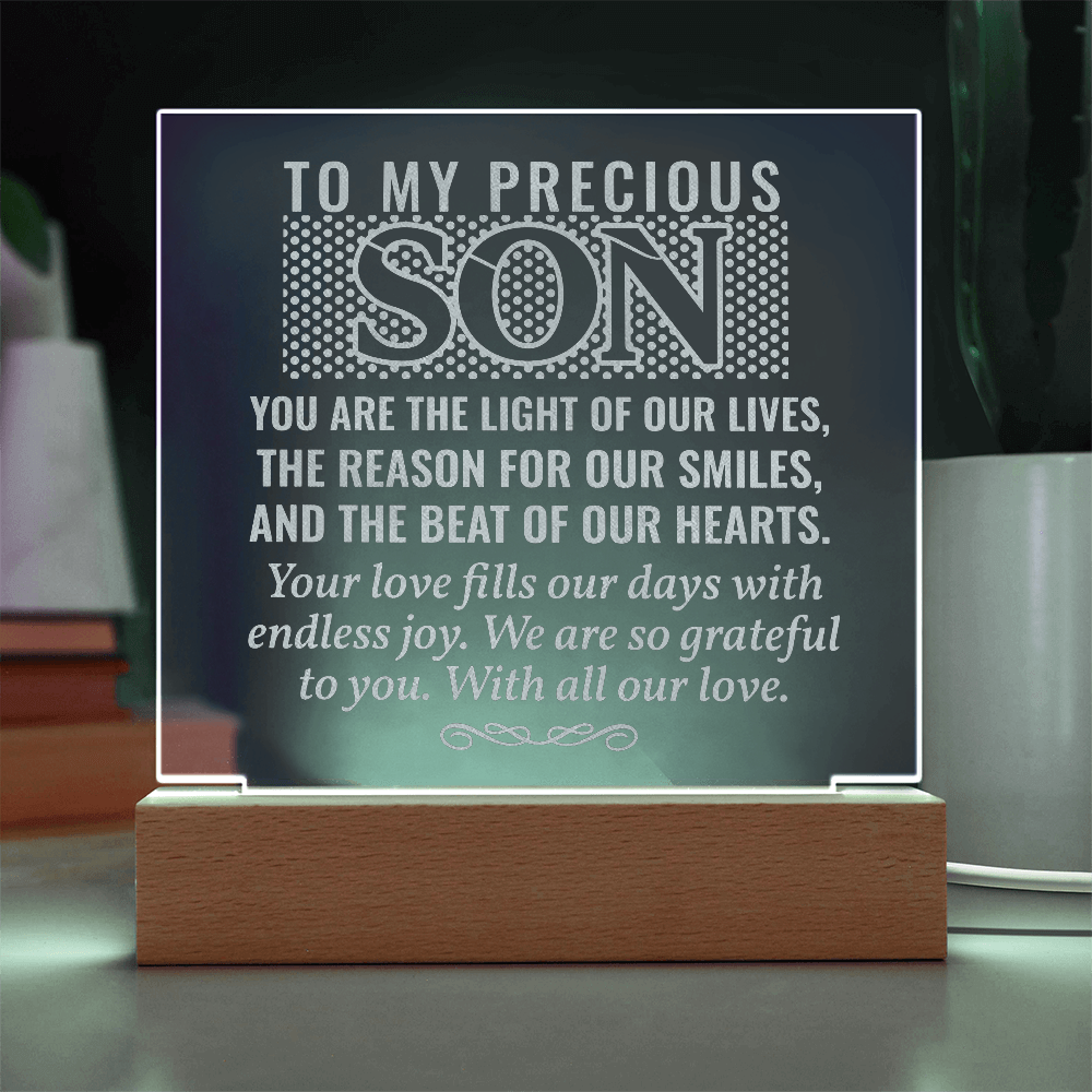To My Son – Engraved LED Acrylic Plaque Keepsake Gift