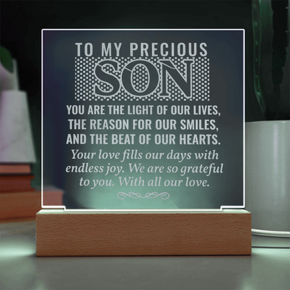 To My Son – Engraved LED Acrylic Plaque Keepsake Gift
