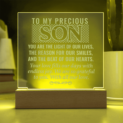 To My Son – Engraved LED Acrylic Plaque Keepsake Gift