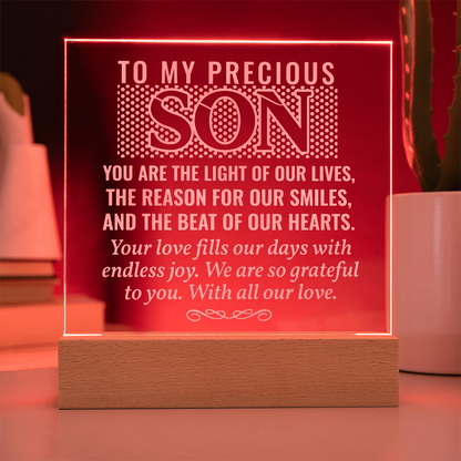 To My Son – Engraved LED Acrylic Plaque Keepsake Gift