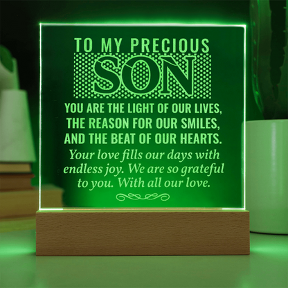 To My Son – Engraved LED Acrylic Plaque Keepsake Gift