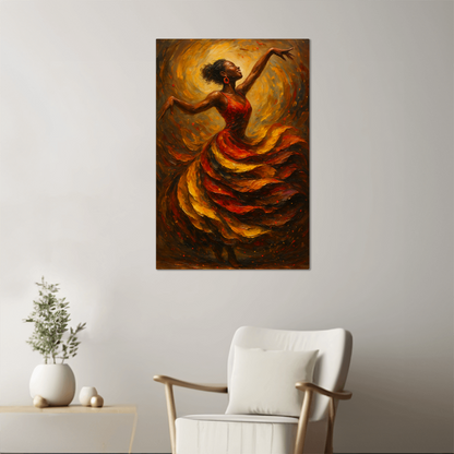 Flame in Motion – Afro-Latina Dancer Metal Wall Art