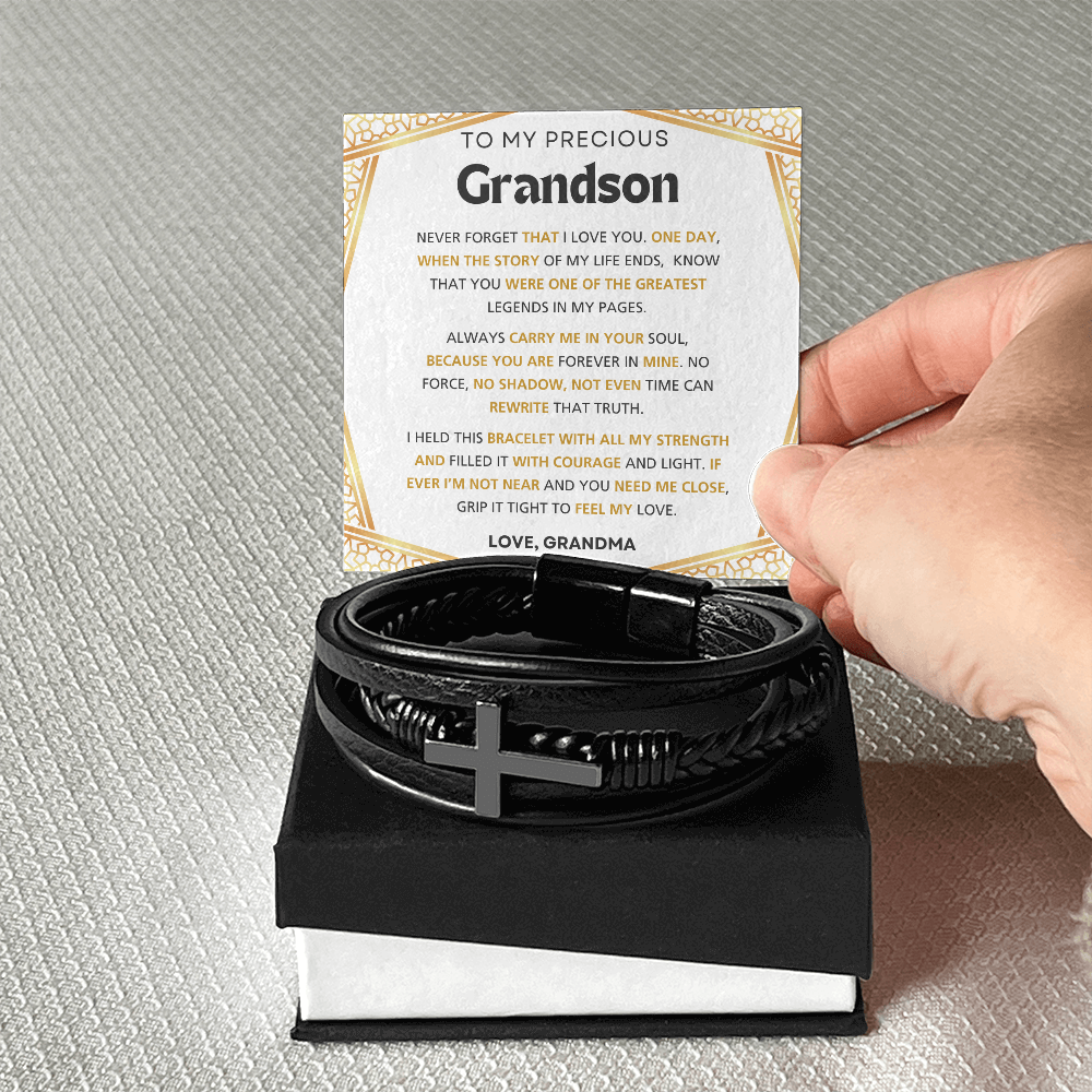 Men's Cross Bracelet with Message Card – Gift from Grandma to Grandson
