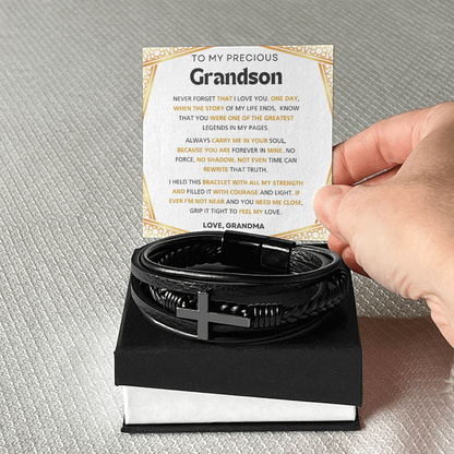 Men's Cross Bracelet with Message Card – Gift from Grandma to Grandson