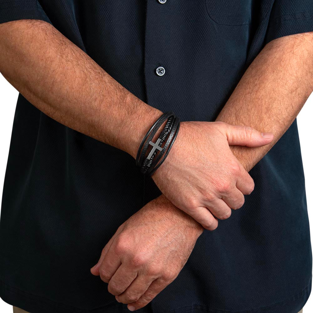 Men's Cross Bracelet with Message Card – Gift from Grandma to Grandson