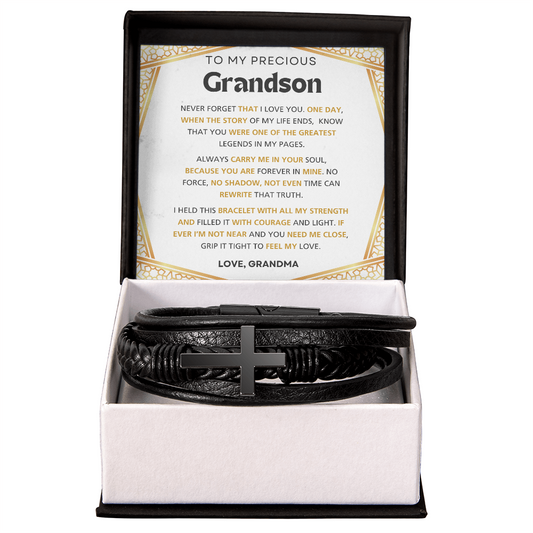Men's Cross Bracelet with Message Card – Gift from Grandma to Grandson