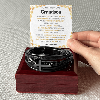 Men's Cross Bracelet with Message Card – Gift from Grandma to Grandson