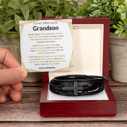 Men's Cross Bracelet with Message Card – Gift from Grandma to Grandson
