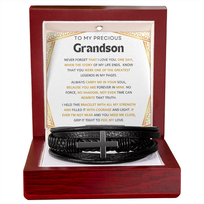 Men's Cross Bracelet with Message Card – Gift from Grandma to Grandson