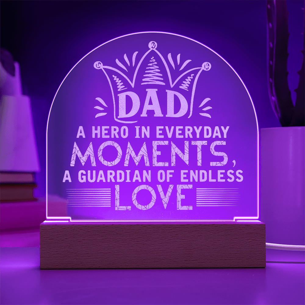 To My Dad – Engraved Acrylic LED Plaque with Crown Design