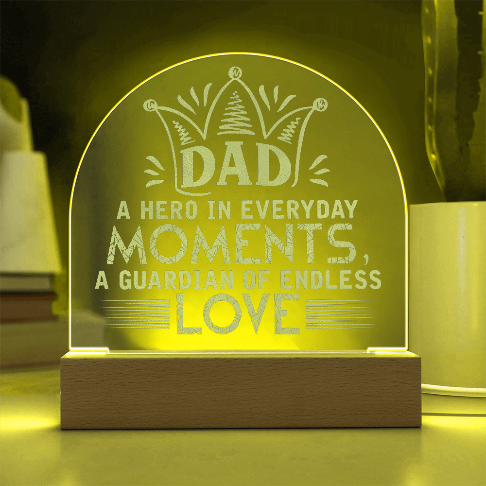 To My Dad – Engraved Acrylic LED Plaque with Crown Design