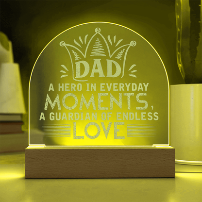 To My Dad – Engraved Acrylic LED Plaque with Crown Design