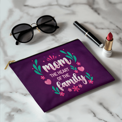 Mom – The Heart of the Family Fabric Zippered Pouch Gift