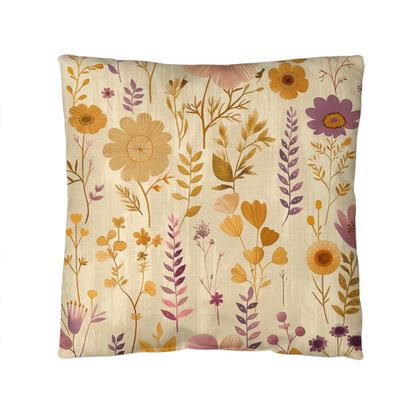 Vintage Boho Floral Throw Pillow in Earthy Neutrals Lavende