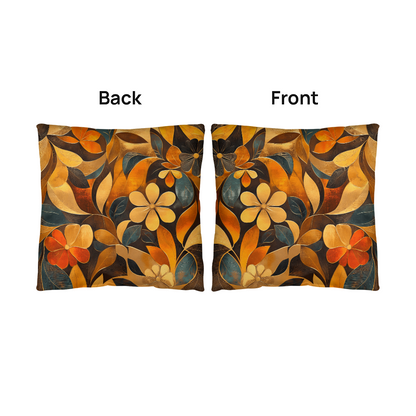 Elegant Gold Floral Throw Pillow Autumn Leaf Bloom Design