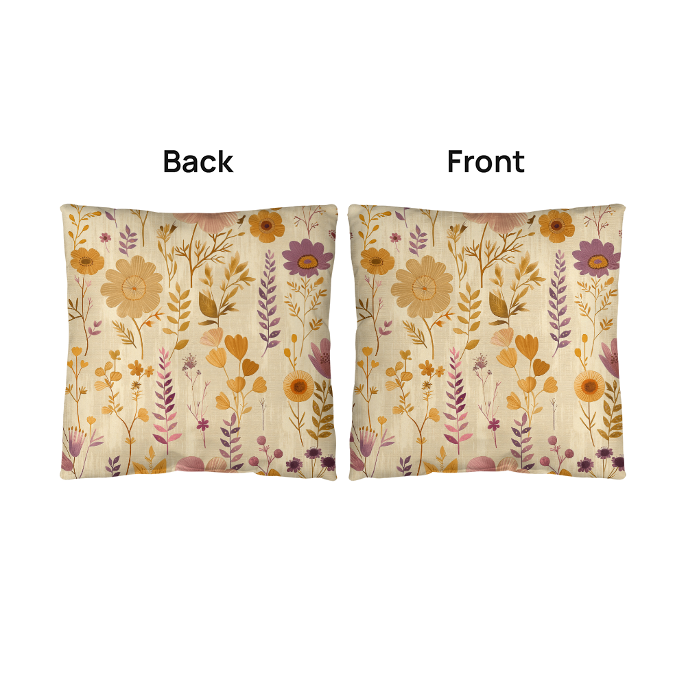 Vintage Boho Floral Throw Pillow in Earthy Neutrals Lavende