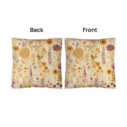 Vintage Boho Floral Throw Pillow in Earthy Neutrals Lavende