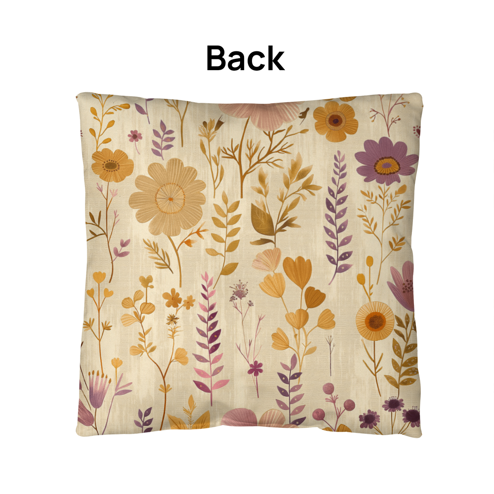 Vintage Boho Floral Throw Pillow in Earthy Neutrals Lavende