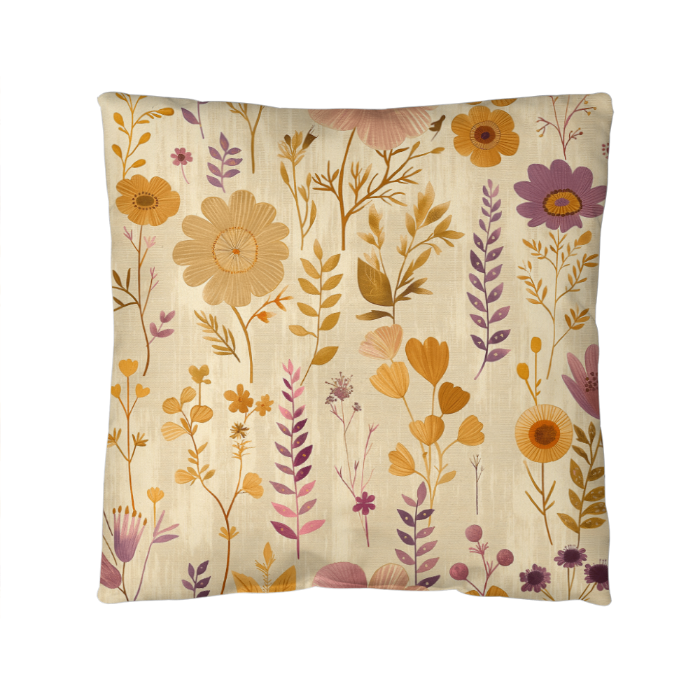 Vintage Boho Floral Throw Pillow in Earthy Neutrals Lavende